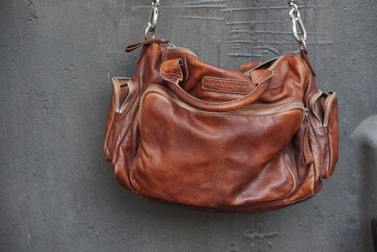 Liebeskind Berlin Vintage Leather Shoulder Bag Brown Crossbody Satchel Handbag