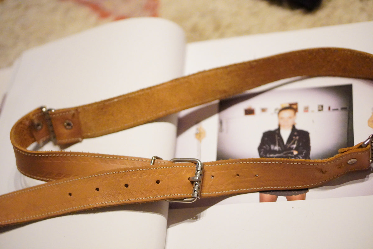 Vintage Brown Leather Belt | 70s Boho Tan Brown Embossed Detailed Belt