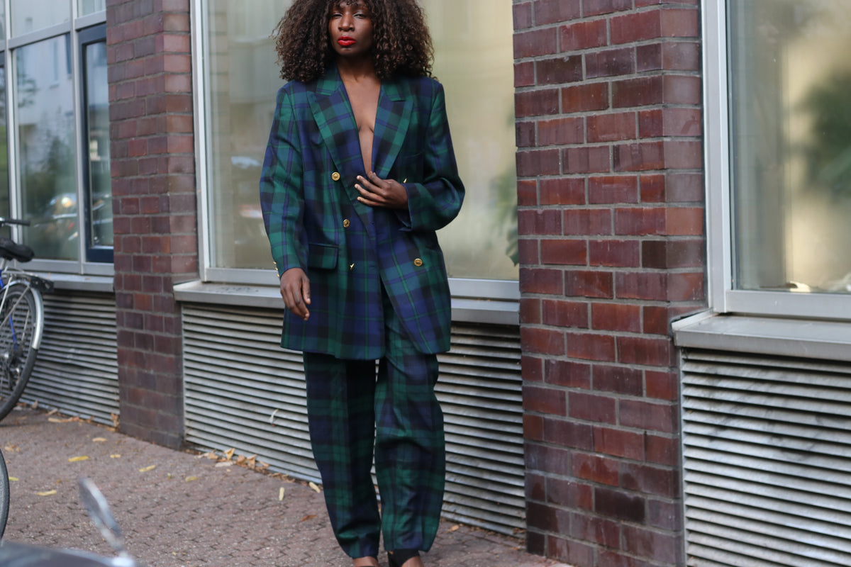 Tartan Plaid Trousers - 80s Wool Pants - NWT Deadstock Green | S/M