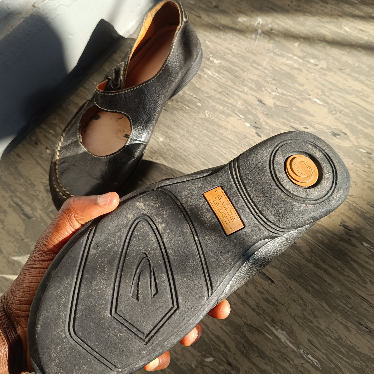 Camel Active Vintage Mary Jane Flats - 90s Grey Leather | Fits EU 39 / UK 6.5