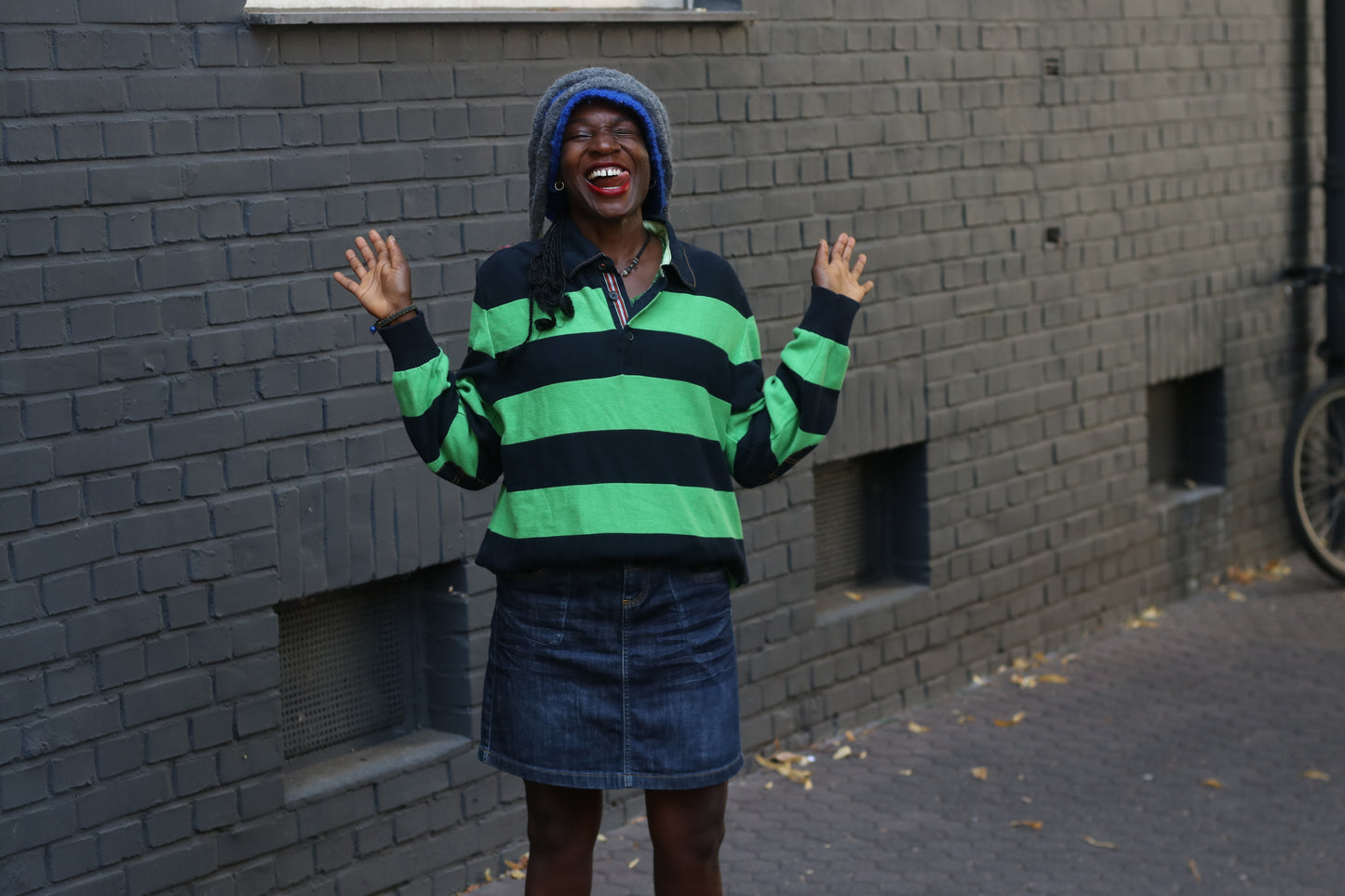 Vintage Bogner Stripe Jumper | Navy & Lime Green Cotton Knit | Fits M