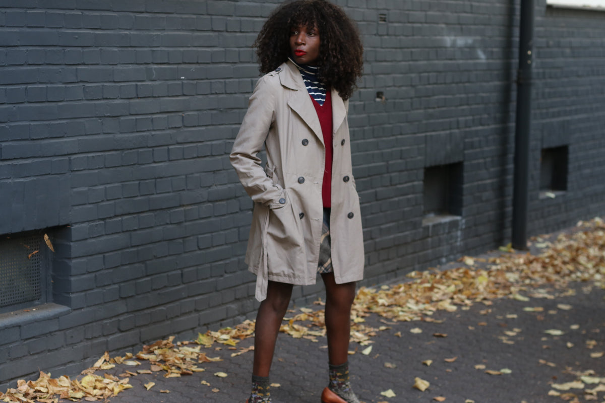 Trench Coat Vintage Y2K Beige Double Breasted Jacket | Size S EU 36