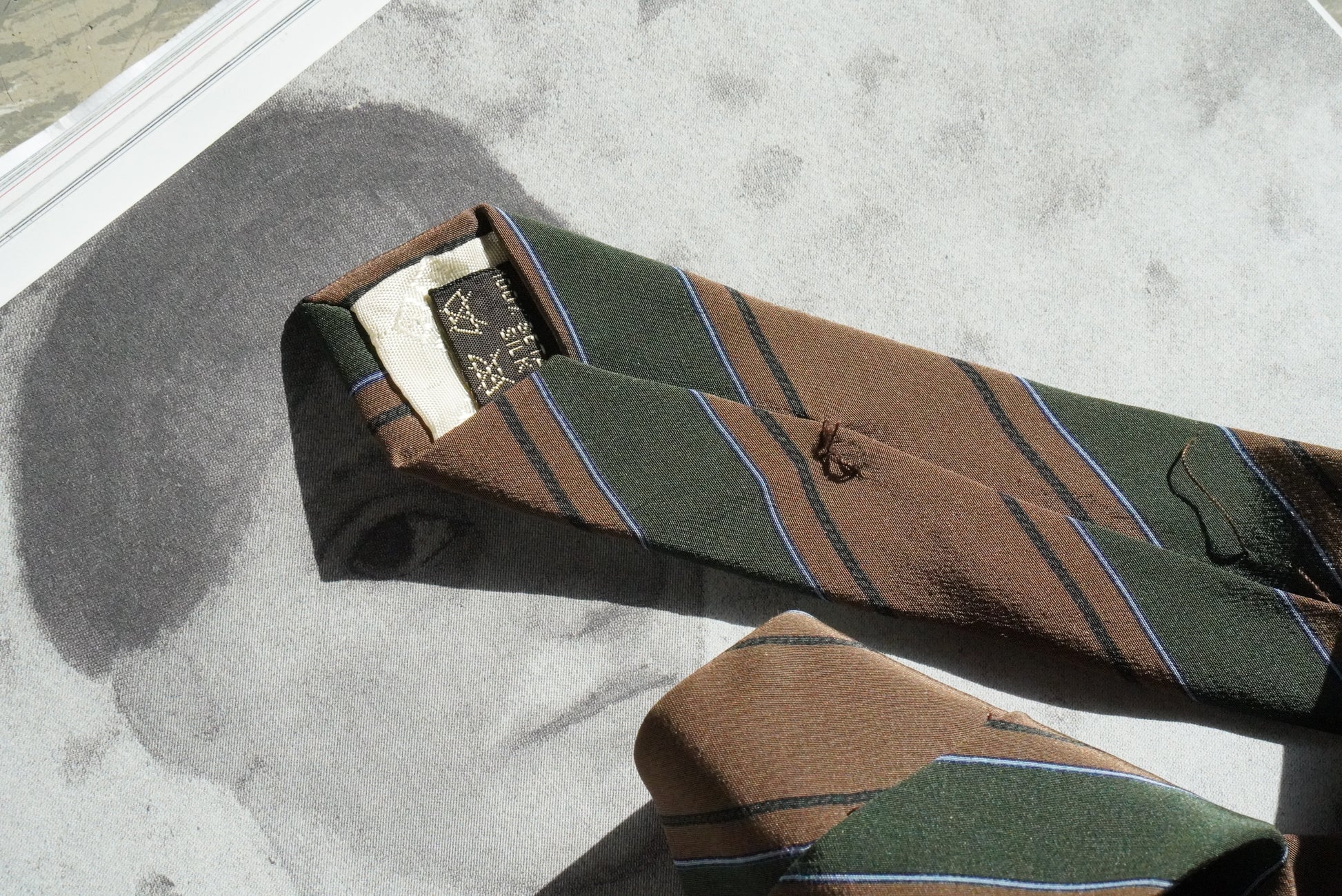 Givenchy Vintage Silk Tie Brown Green Striped Mens Designer Necktie Made In Italy