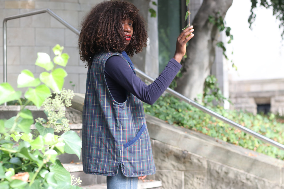 Vintage Reversible Quilted Vest | 90s Tartan Gilet | M