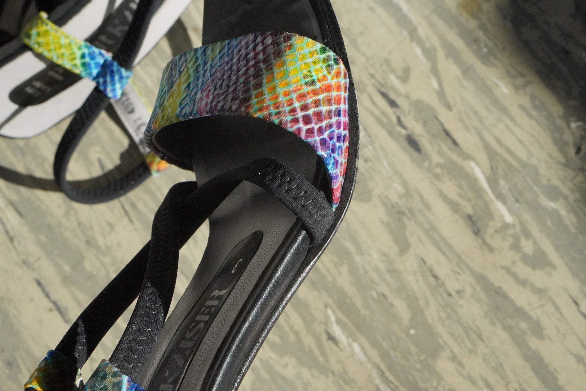 Rainbow Snakeskin  Print Sandals | Vintage Y2K Strappy Heels - Size EU 35.5