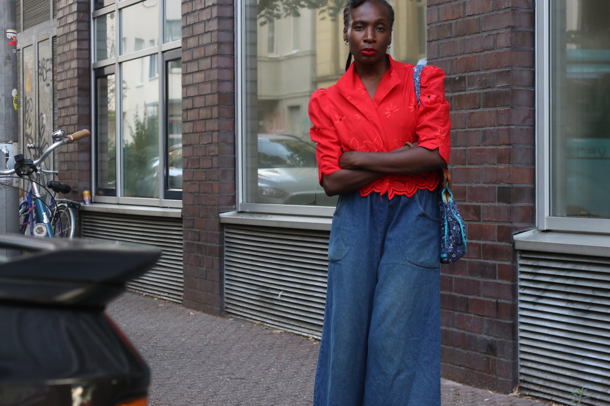 Vintage 80s Red Broderie Anglaise Cropped Jacket | Eyelet Blouse