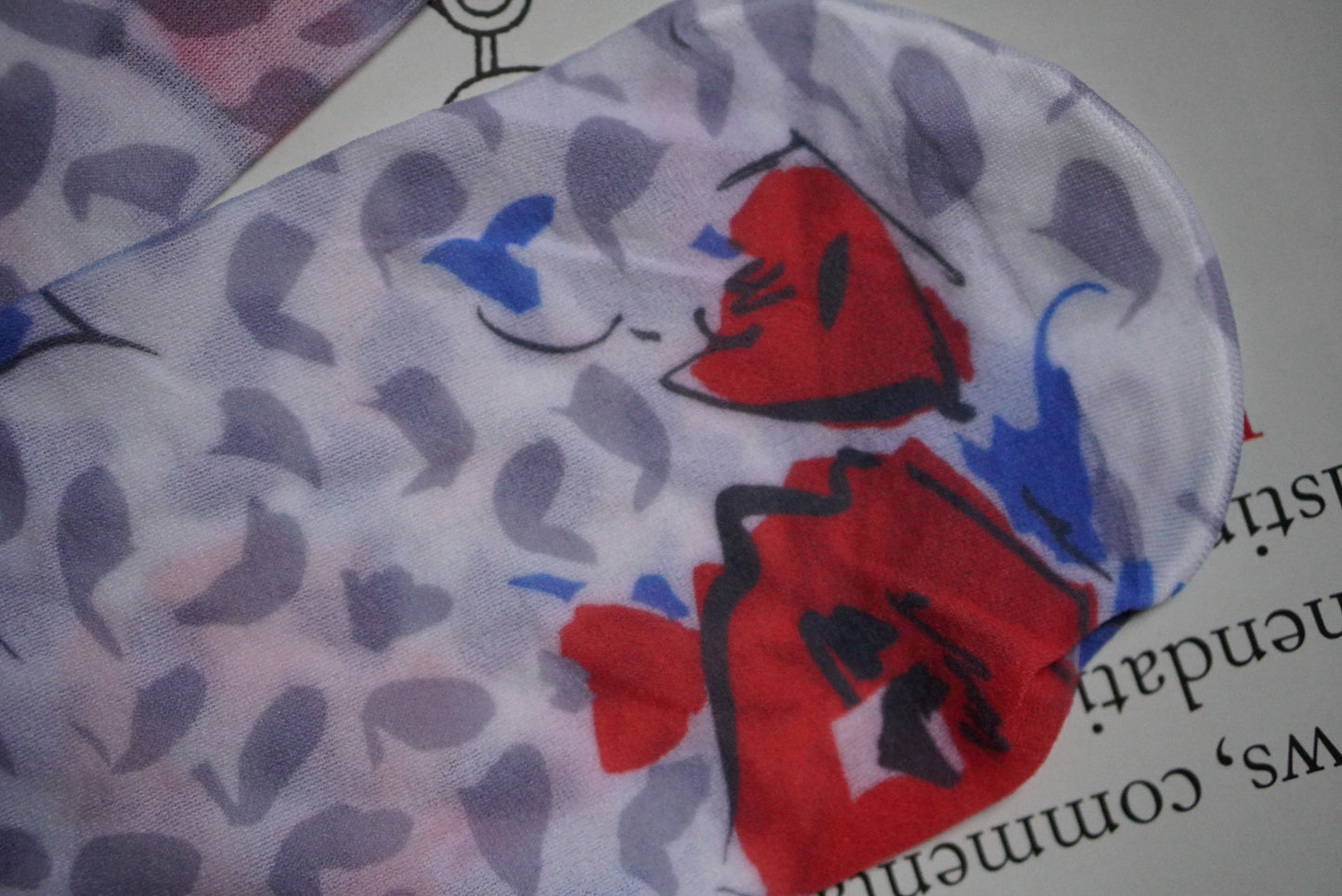 Floral Printed Tights - 1980s Vintage Patterned Pantyhose - Red Blue S