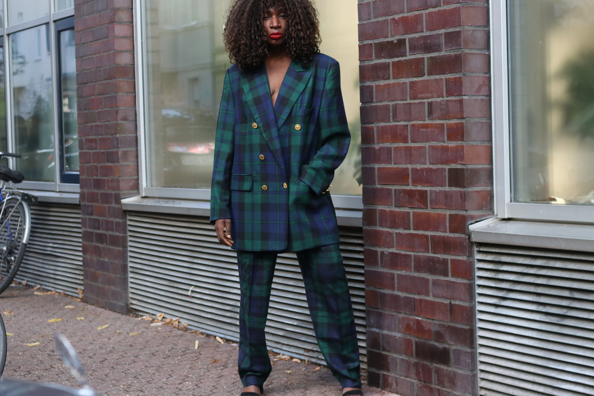 Tartan Plaid Trousers - 80s Wool Pants - NWT Deadstock Green | S/M