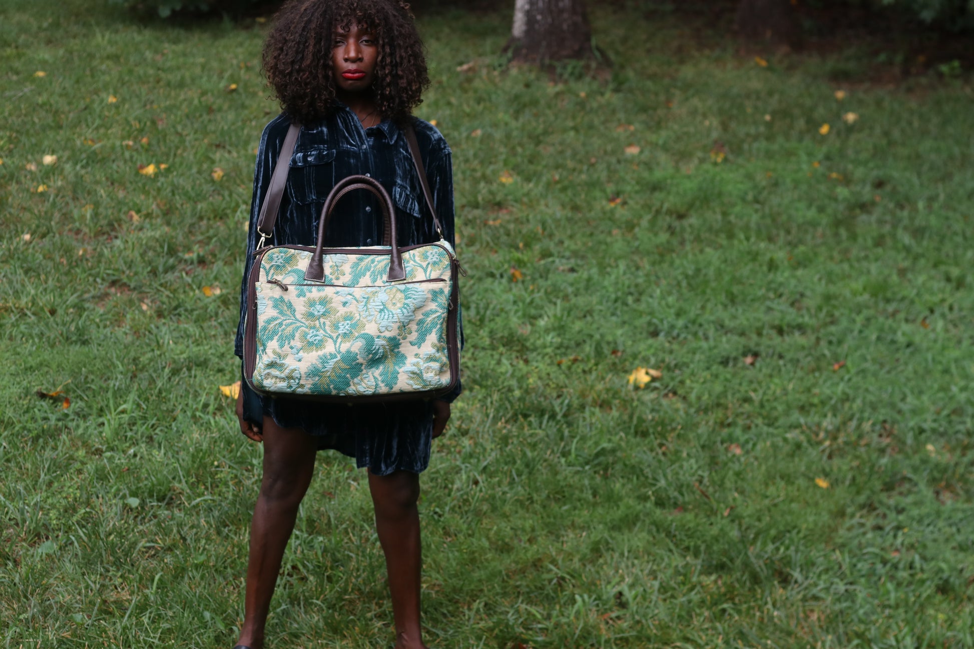 Bueno Vintage Tapestry Travel Bag - 90s Floral Weekender Duffle