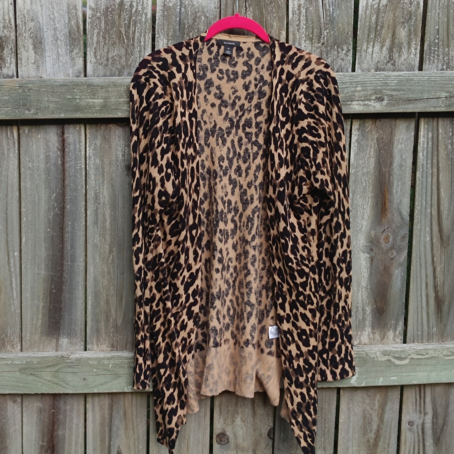 Halogen Vintage Y2K Leopard Print Open Front Cardigan | Medium Animal Print Top