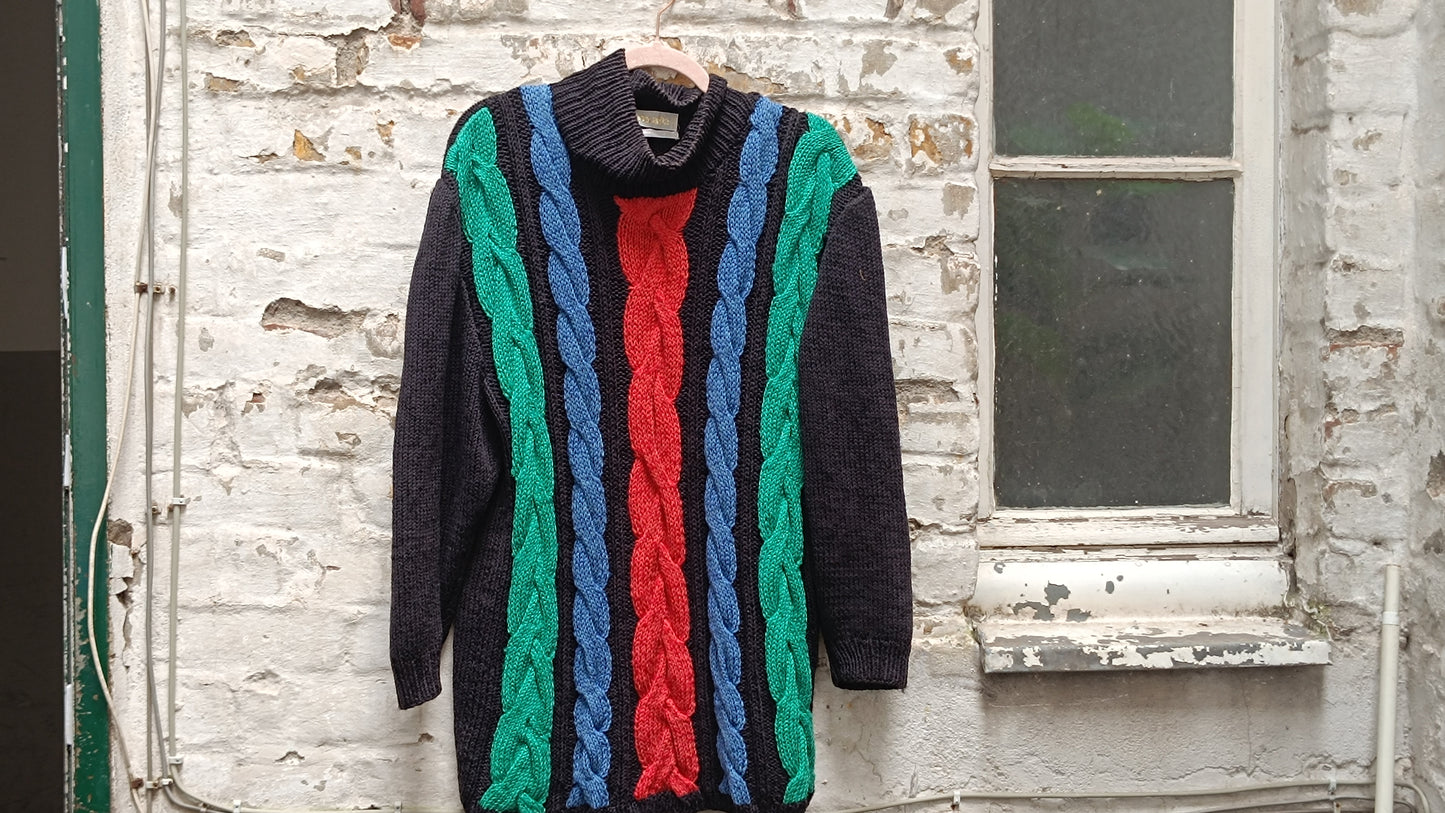 Pensato Vintage 80s Chunky Cable Knit Sweater - Handmade in Italy