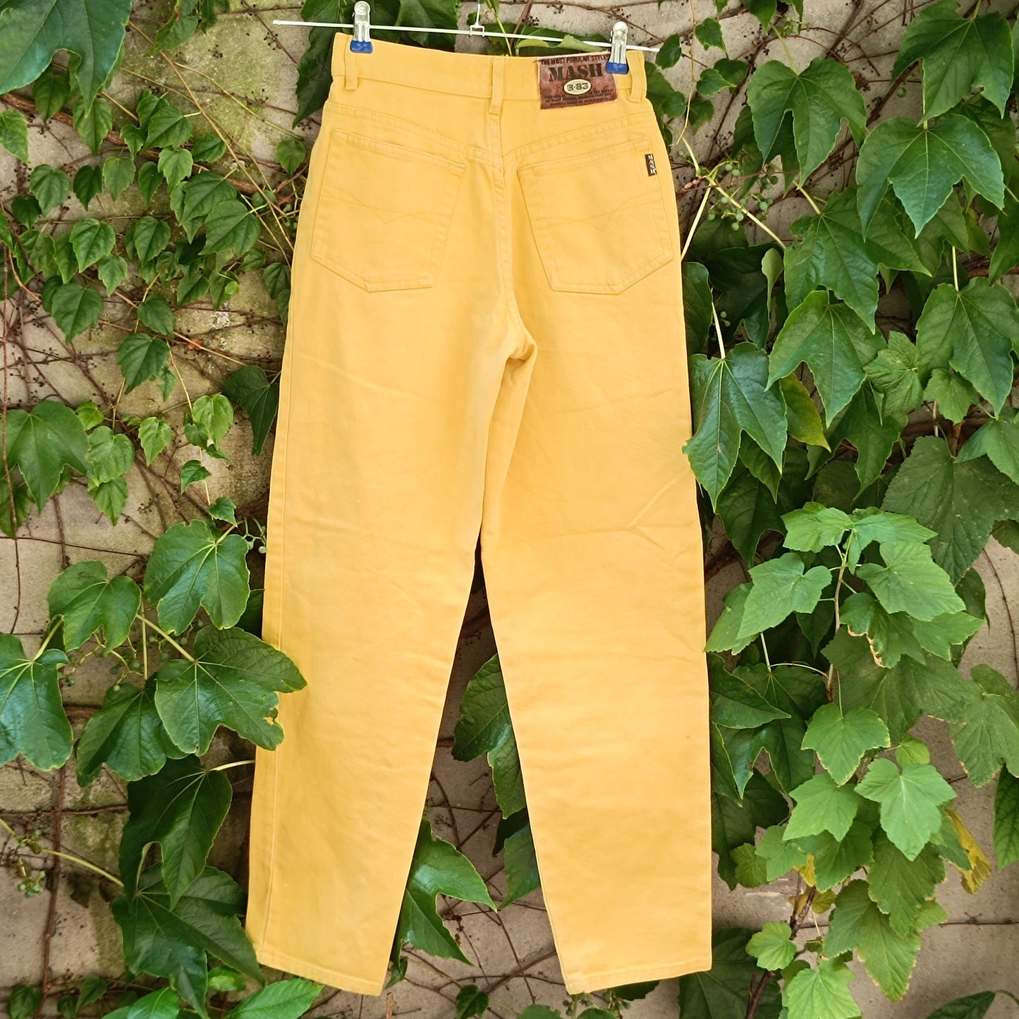 Vintage Yellow High Waist Jeans | 90s MASH Tapered Denim Pants