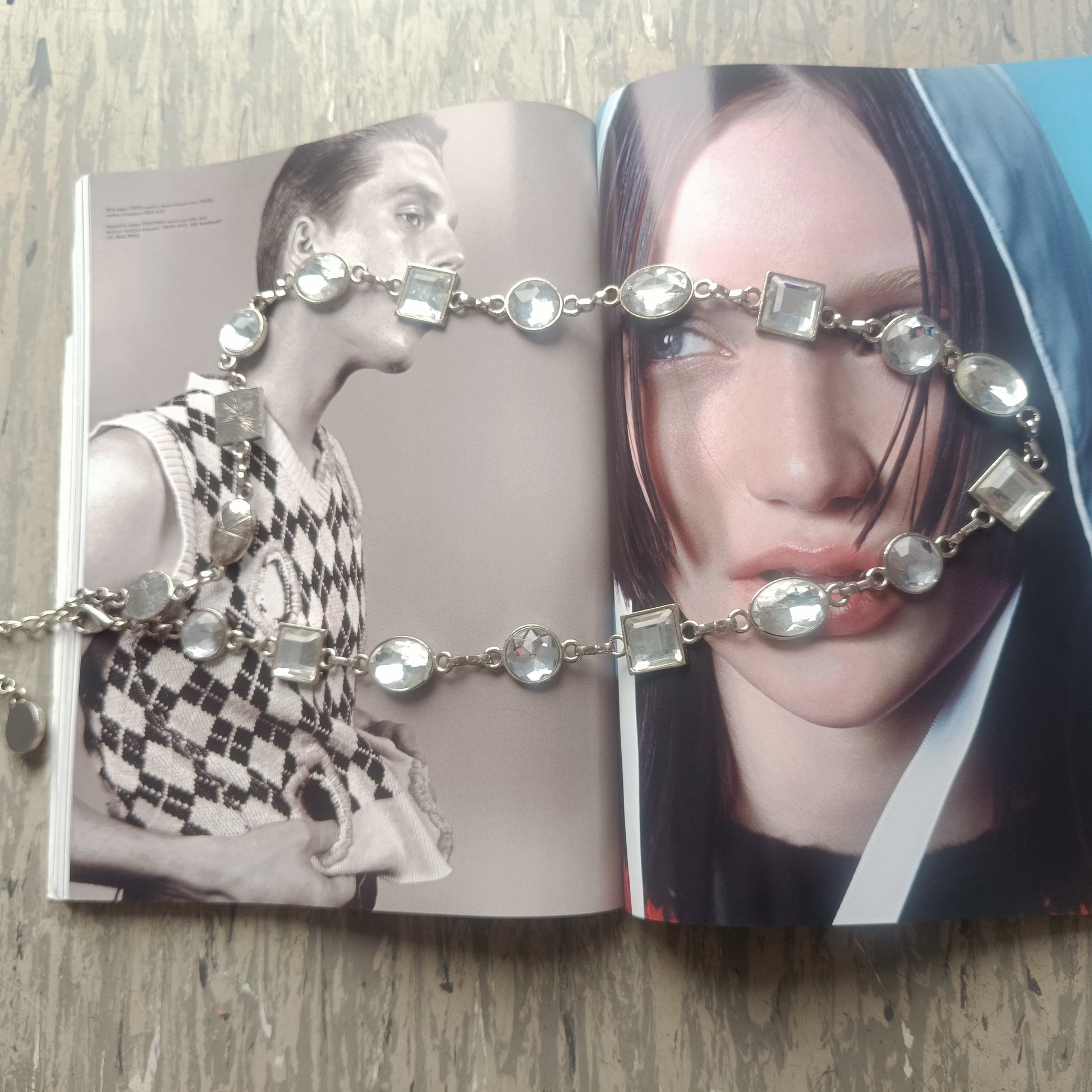 Vintage Y2k Rhinestone Belt | Adjustable Clear Crystal Chain Belt