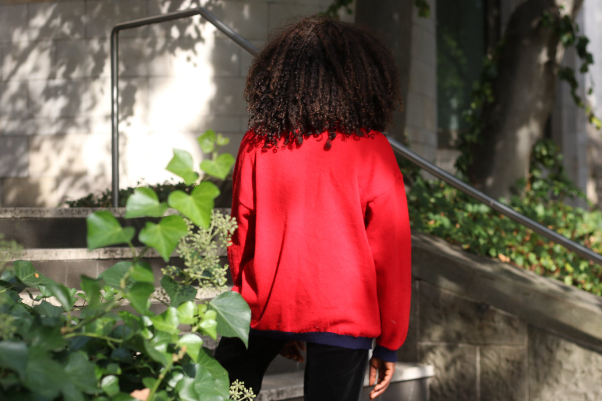Wool Cardigan Vintage 80s Red Navy | Mackinnon Scotland Knit Sweater | L