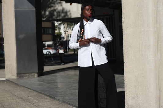 White Cotton Button Shirt | Vintage 90s Minimalist Top XS United Colors of Bennetton