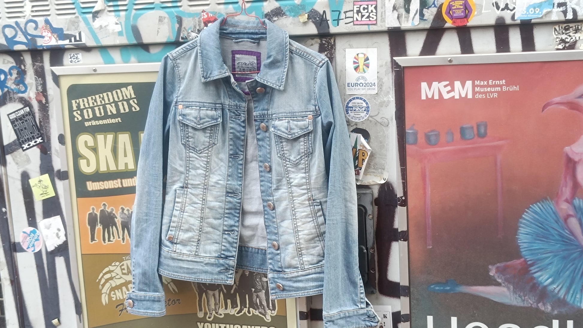 Esprit Vintage 90s Denim Jacket - Light Wash Fitted Jean Jacket