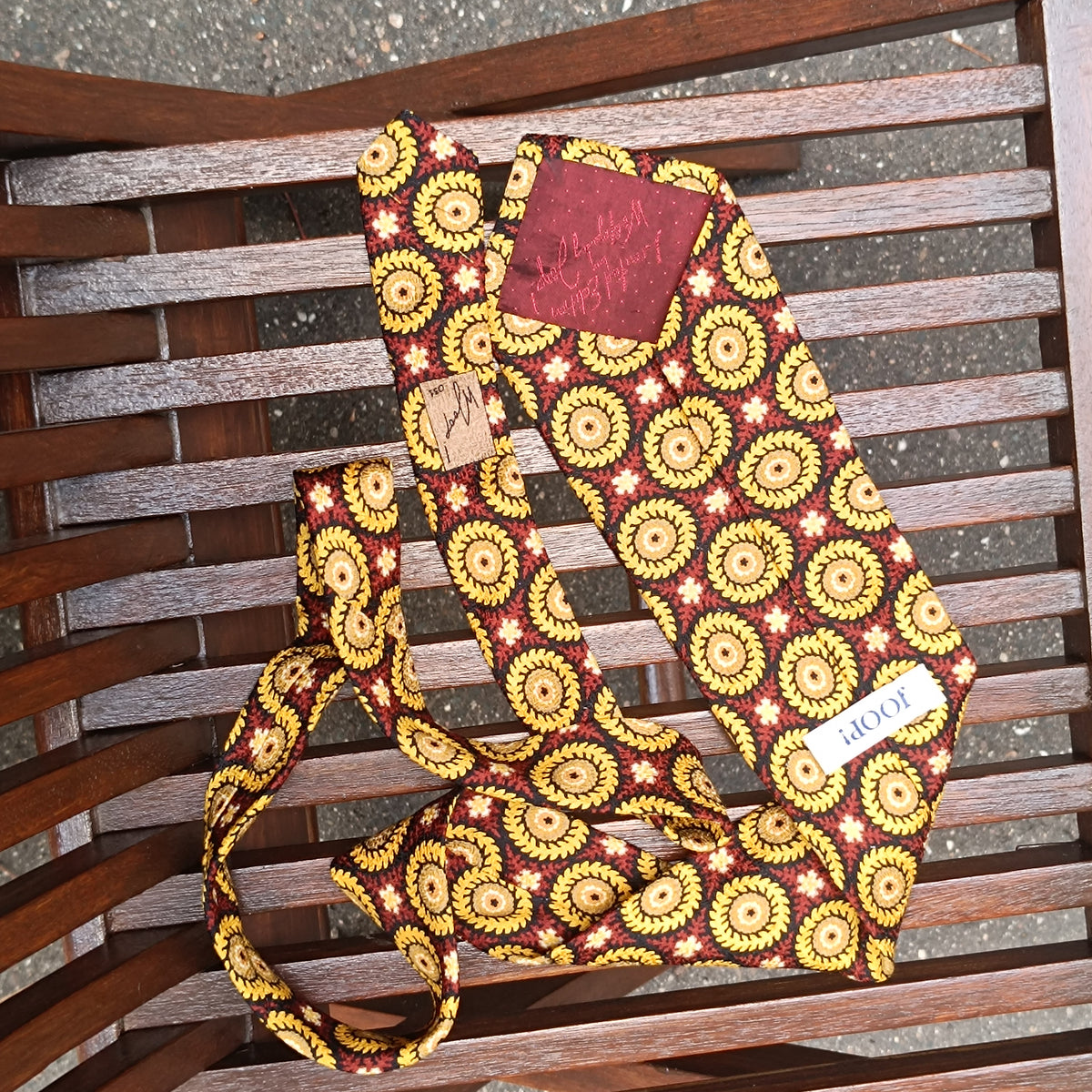 Vintage JOOP! Necktie | 90s Limited Edition Silk Tie | Burgundy Gold Medallion