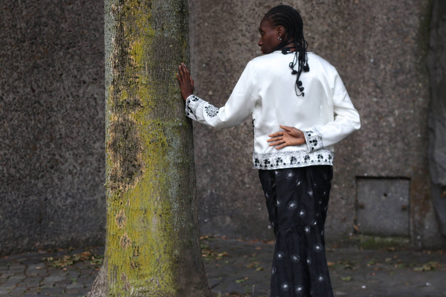Vintage Silk Embroidered Jacket | 90s White Evening Top M-L