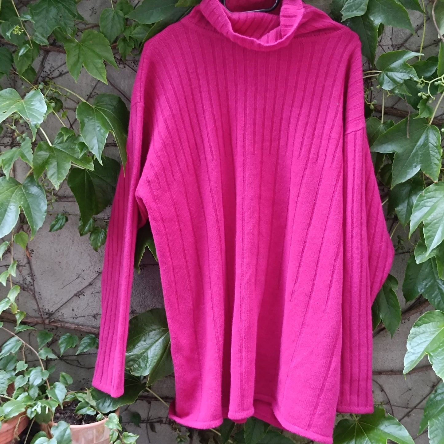 Vintage Pink Turtleneck Sweater Dress | 90s Oversized Knit Jumper