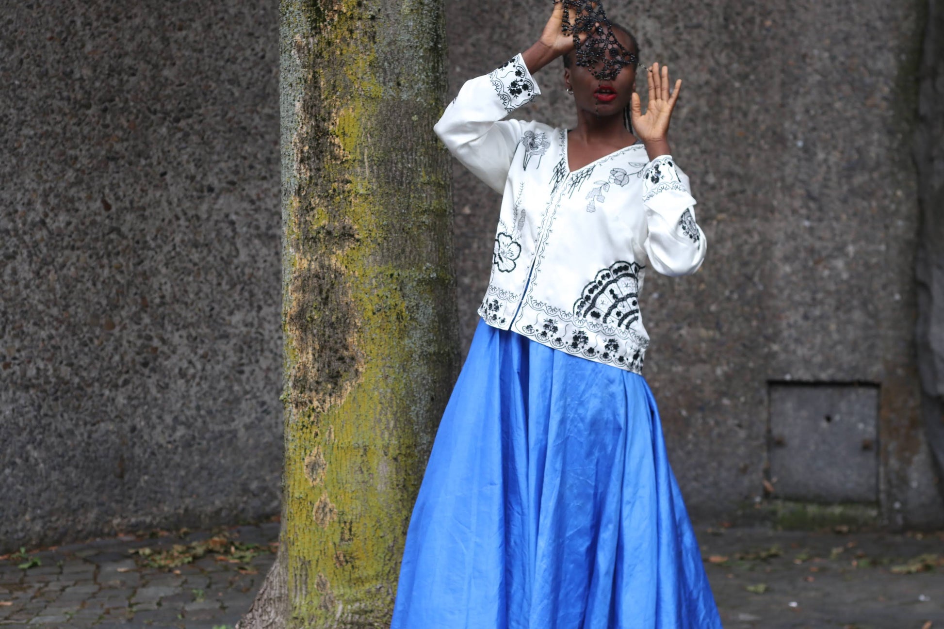 Vintage Blue Silk Maxi Skirt | 80s High Waist Pleated Party Skirt XS