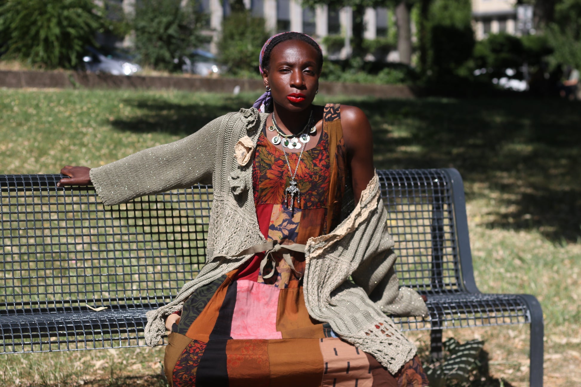 Vintage 90s Patchwork Dress Boho Earthy Midi Grunge Hippie Sleeveless Sundress