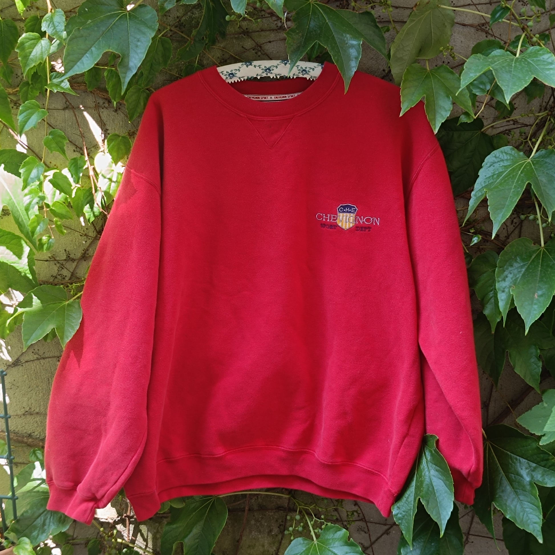 Vintage Chevignon Sweatshirt - 90s Red Graphic Crewneck Jumper