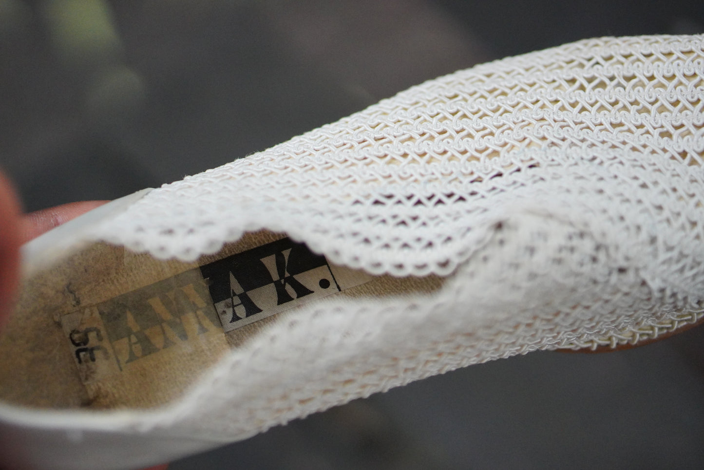 Anna K Vintage 1980s White Mesh Crochet Woven Block Heel Pumps Summer Shoes Size 39