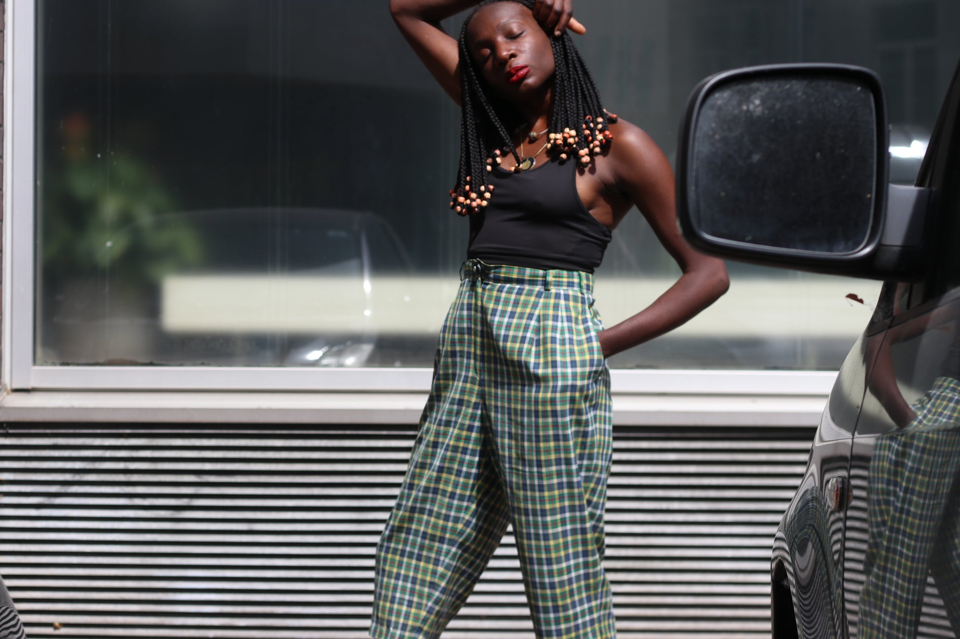 Hammerschmidt Vintage 1980s Plaid Culottes Green Yellow Tartan High Waist Shorts