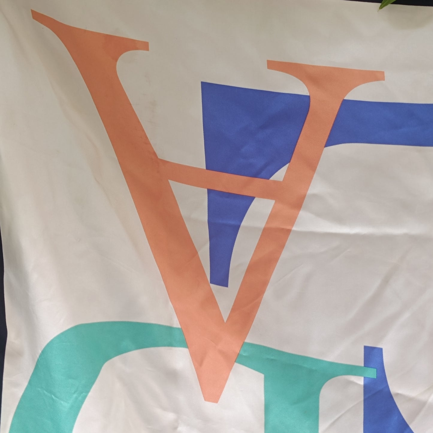 Vintage Escada Silk Scarf 80s Geometric Letter Print - Abstract Wrap