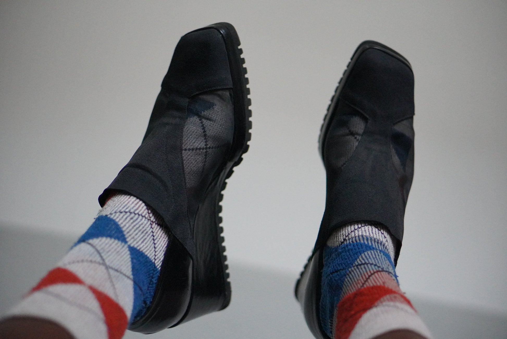 Mesh Wedge Mules - 90s Minimalist Shoes - Black Square Toe | Size 38
