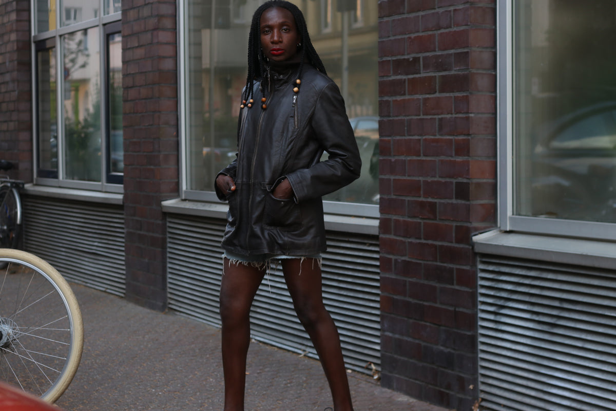 Leather Jacket - Vintage 90s Dark Brown - Fits Size 42 L