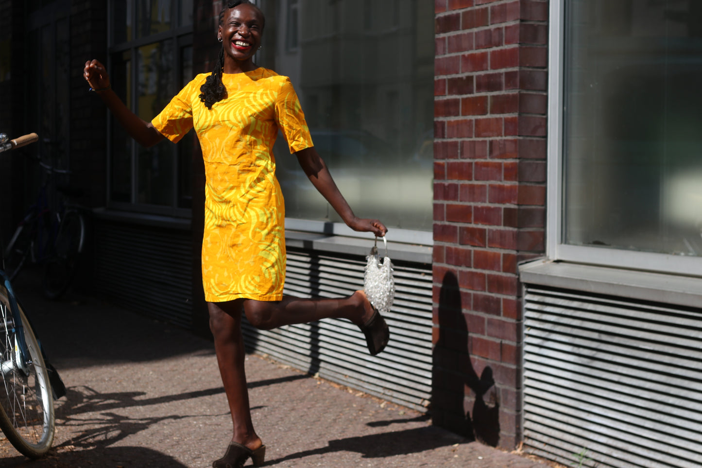 Vintage 1960s Yellow Patterned Shift Dress - Retro Short Sleeve Mini
