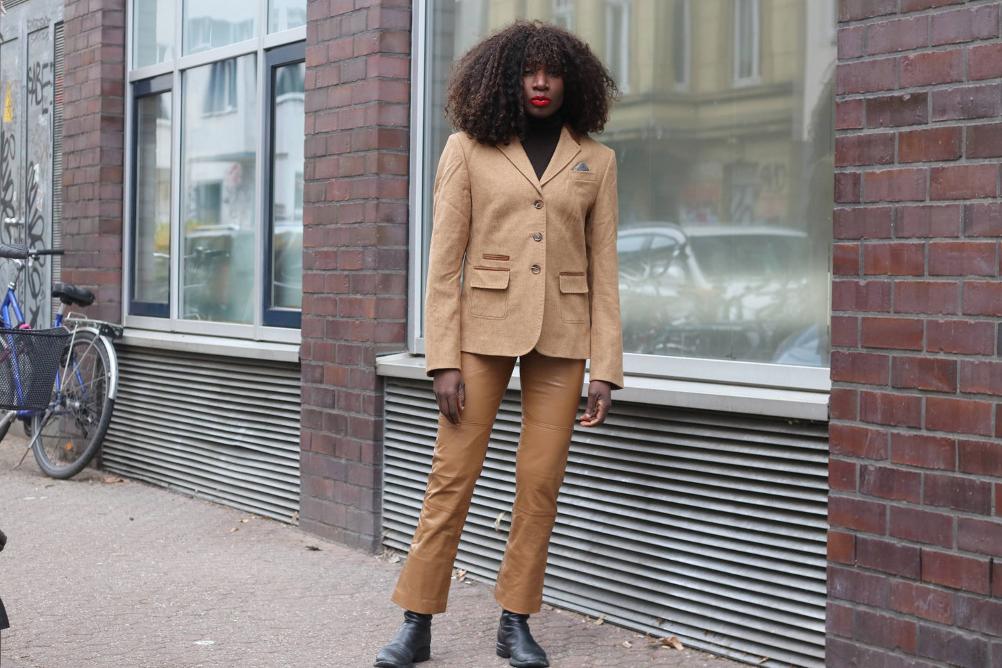 Vintage Lambswool Blazer | 90s Camel Brown Equestrian Jacket M