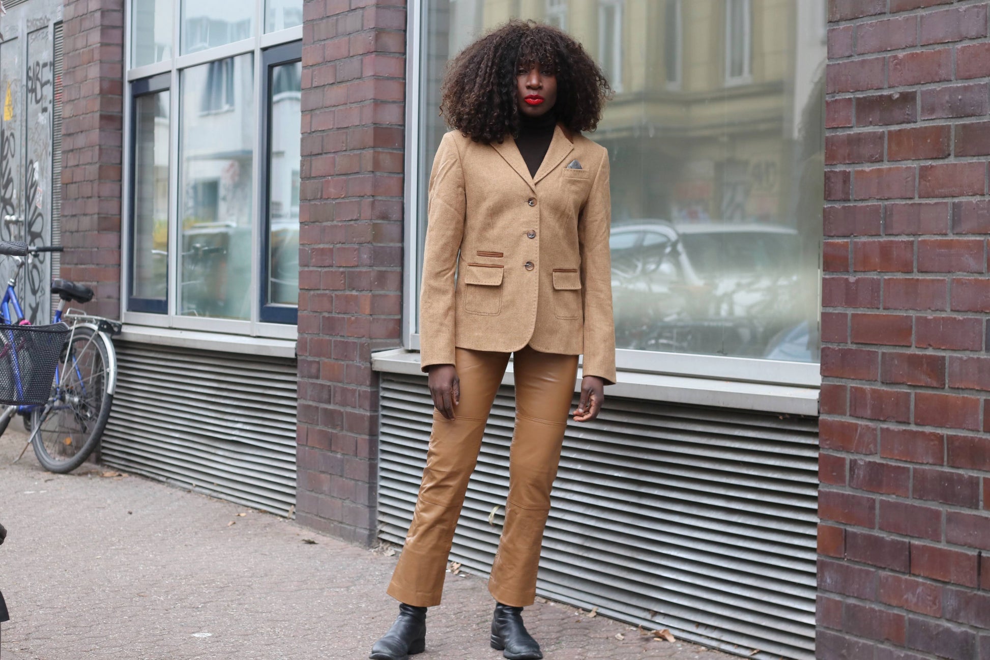 Vintage Lambswool Blazer | 90s Camel Brown Equestrian Jacket M