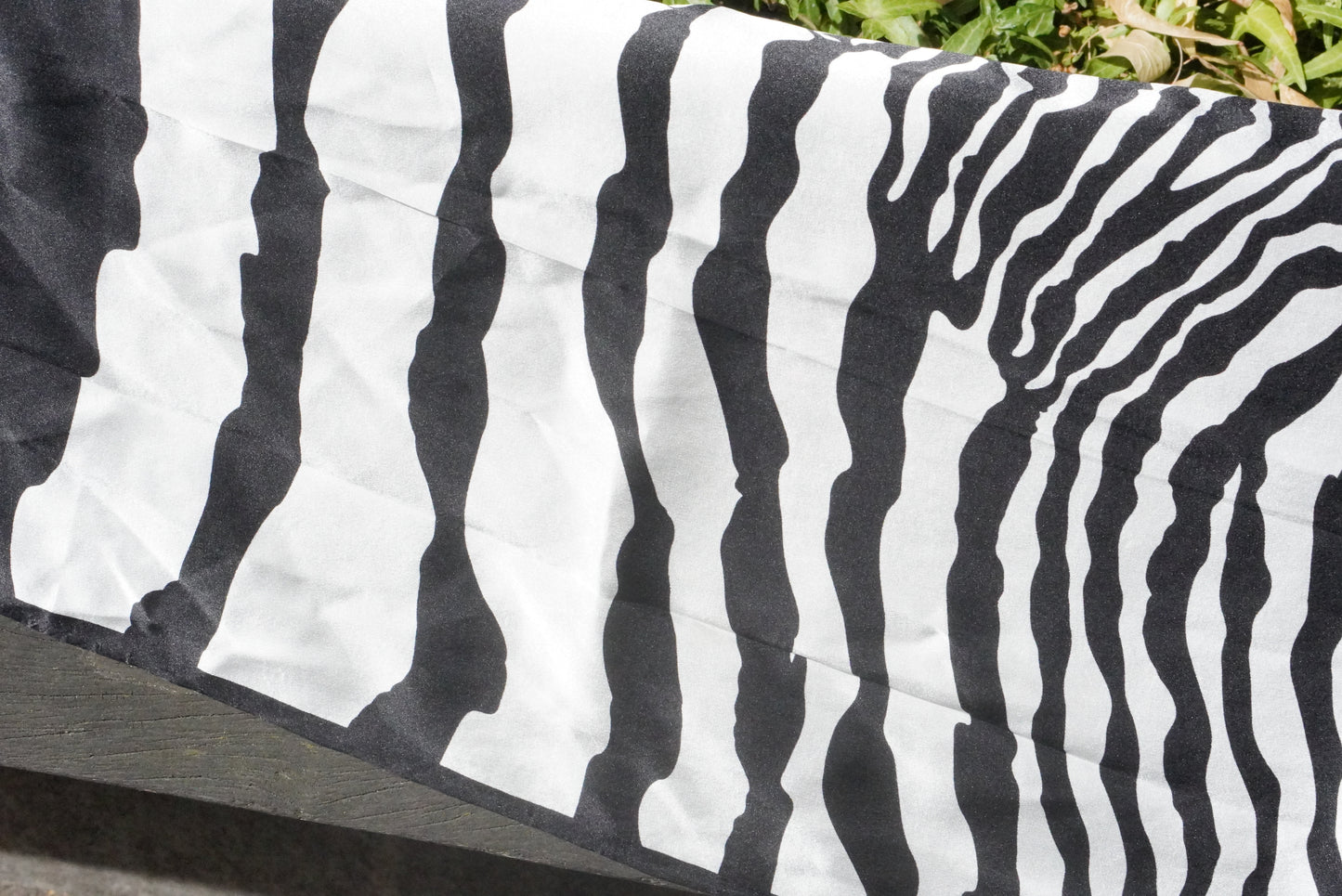 Vintage Black & White Silk Scarf - Abstract Zebra Print Square Scarf