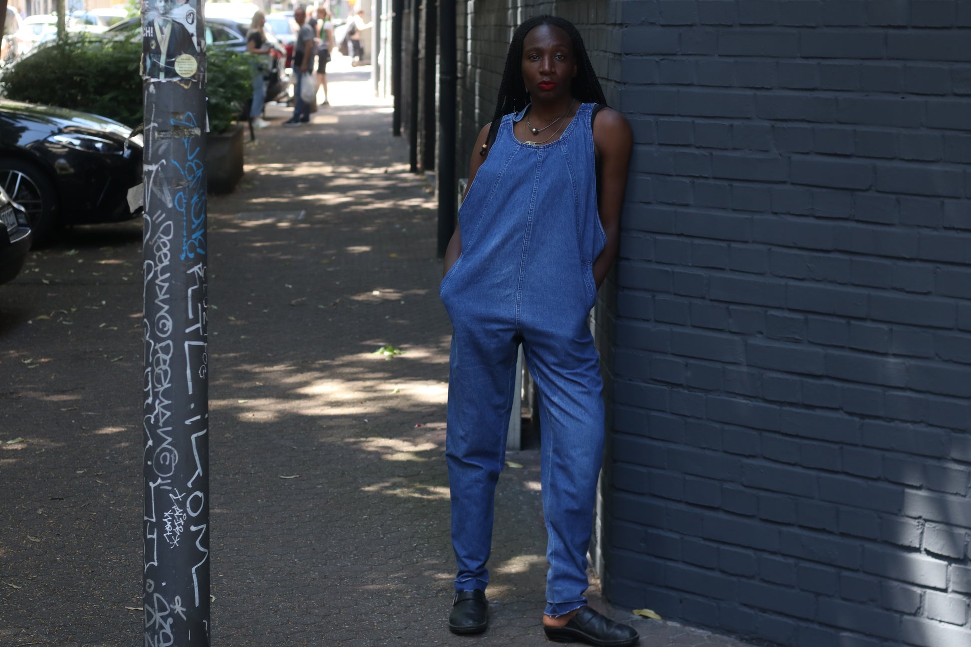 Vintage 80s Denim Jumpsuit Sleeveless Blue Jean Overalls 1980s One Piece Utility