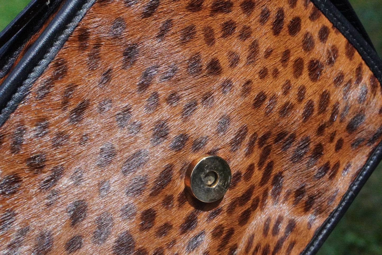 Vintage 90s Leopard Print Calf Hair Crossbody Bag - Leather Purse