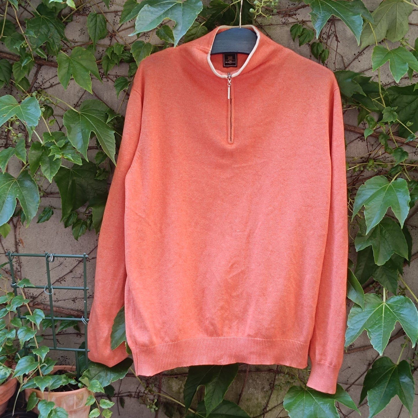 SØR Avongelli Vintage Silk Cashmere Orange Quarter Zip Sweater
