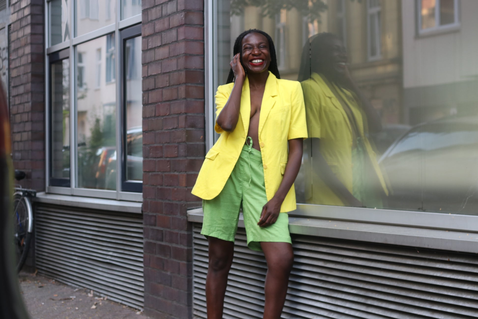 Vintage Luoghi Italy Yellow Cotton Blazer 1980s Short Sleeve Summer Jacket EU 36