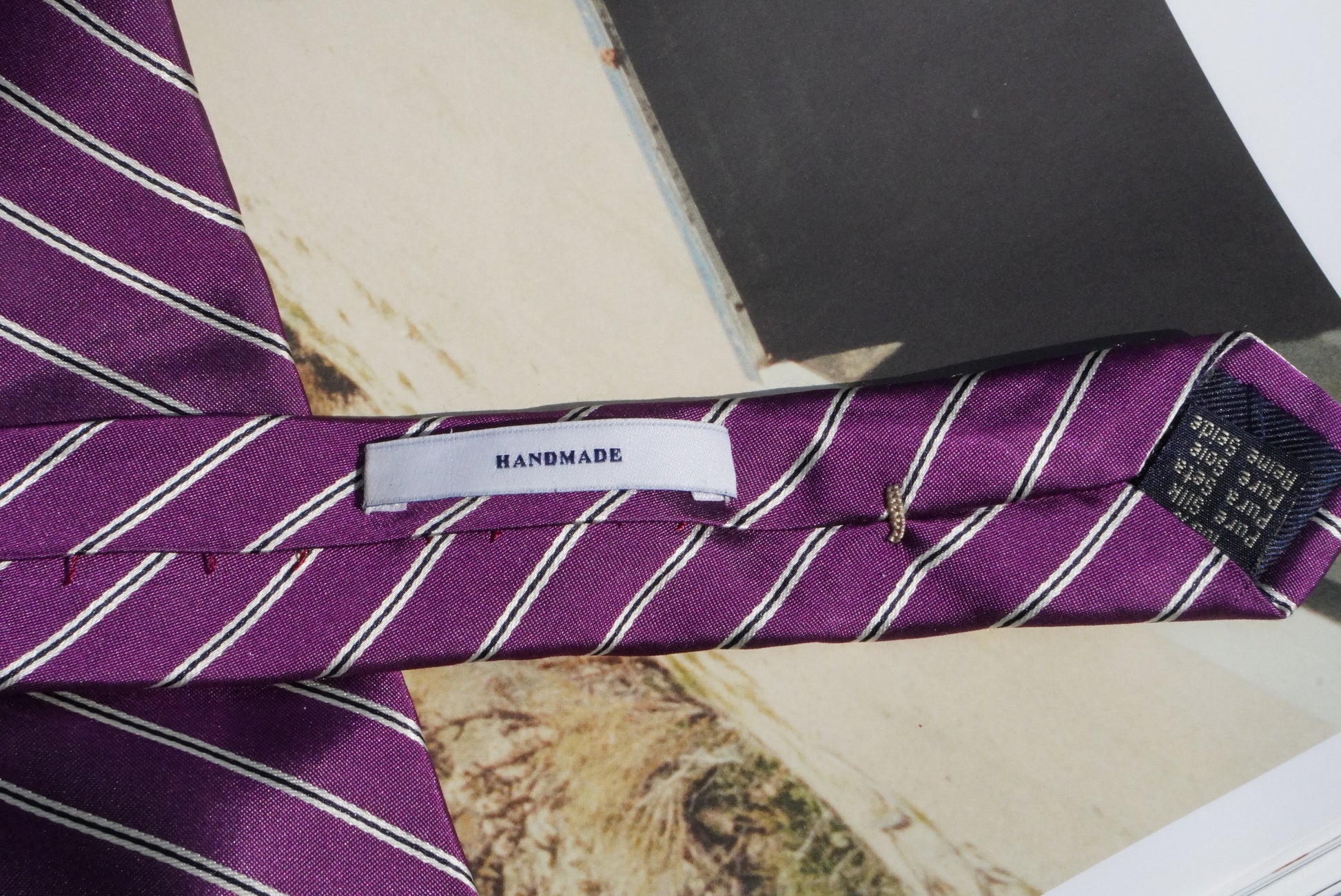 Paul Rosen Vintage 100% Silk Tie Purple Striped Men Formal Business Suit Necktie