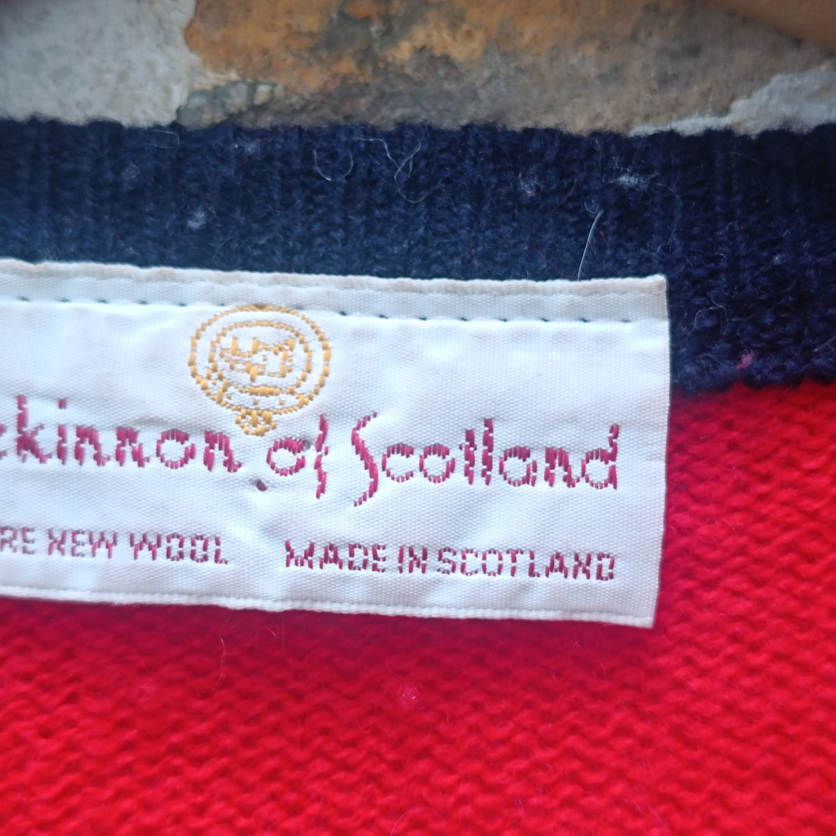 Wool Cardigan Vintage 80s Red Navy | Mackinnon Scotland Knit Sweater | L