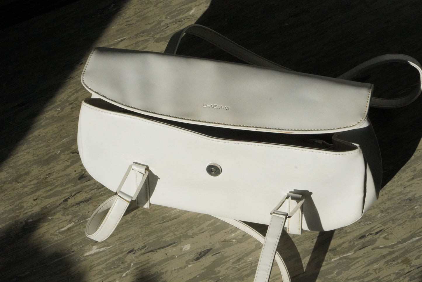 Vintage C Fabiani White Bag 90s Minimalist East West Shoulder Purse Retro Handbag