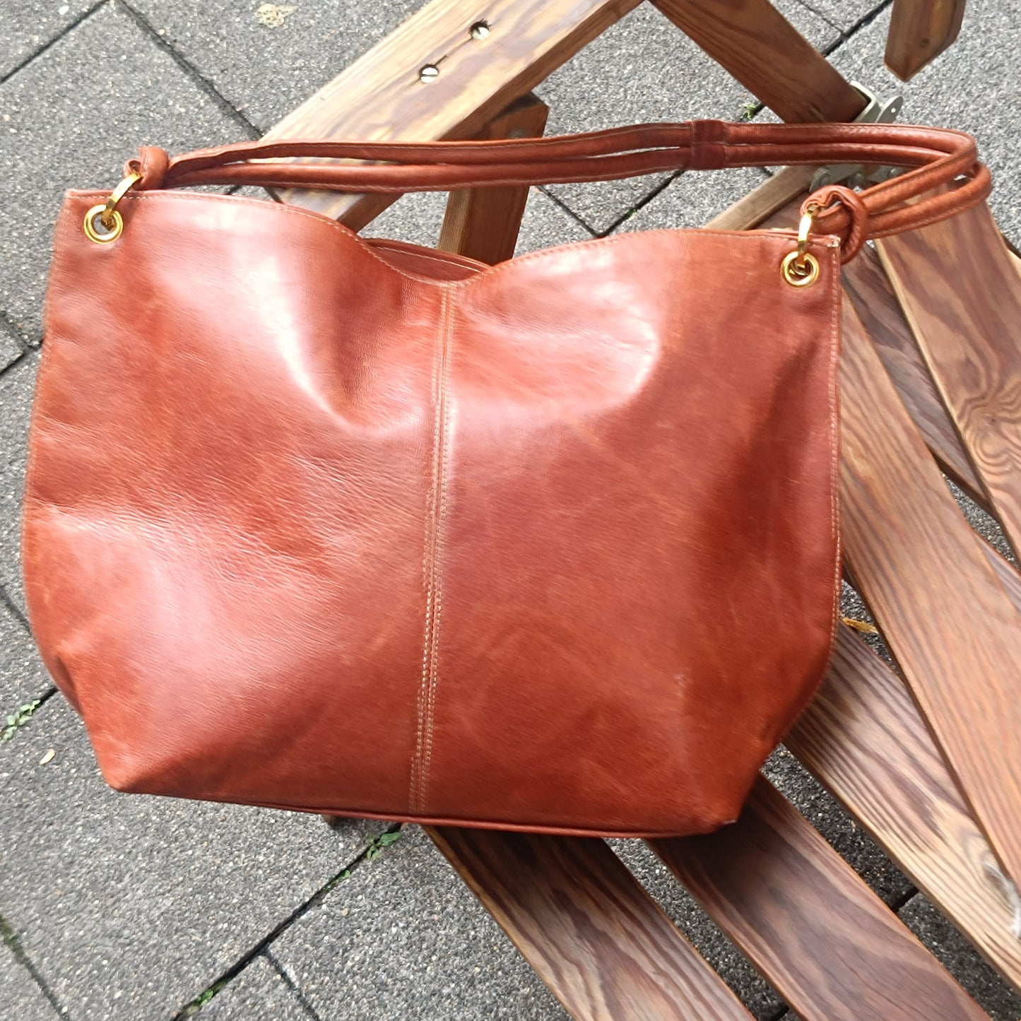 Suede Shoulder Bag - Vintage 80s Patchwork Tote - Brown Cream | Medium