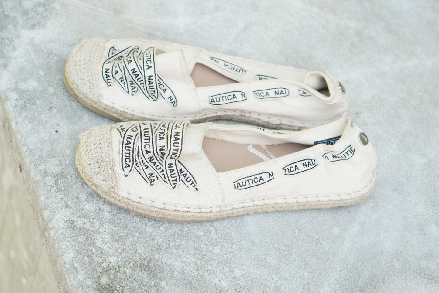 Nautica Retro Style Cream Canvas Espadrilles - Size US 7