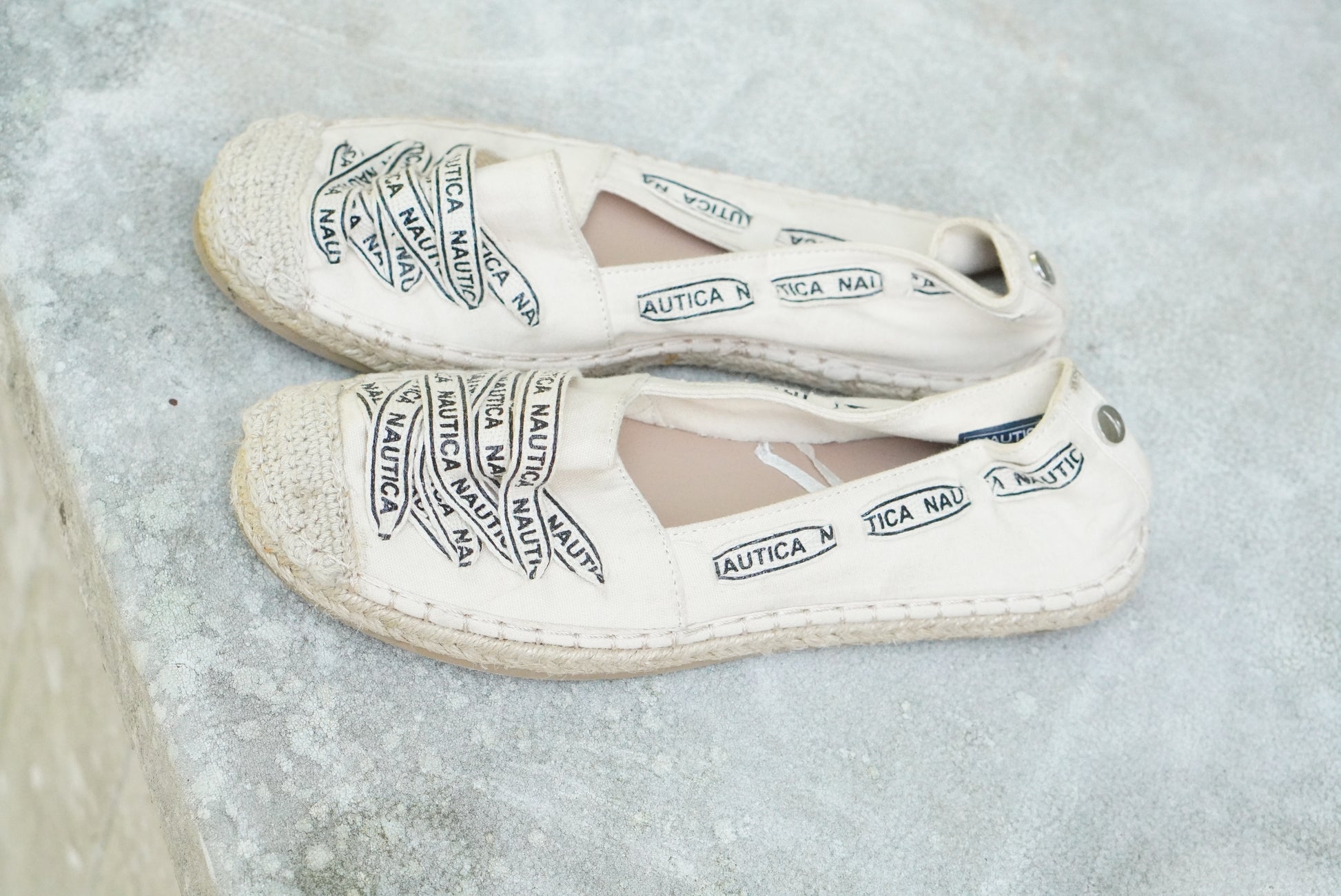 Nautica Retro Style Cream Canvas Espadrilles - Size US 7