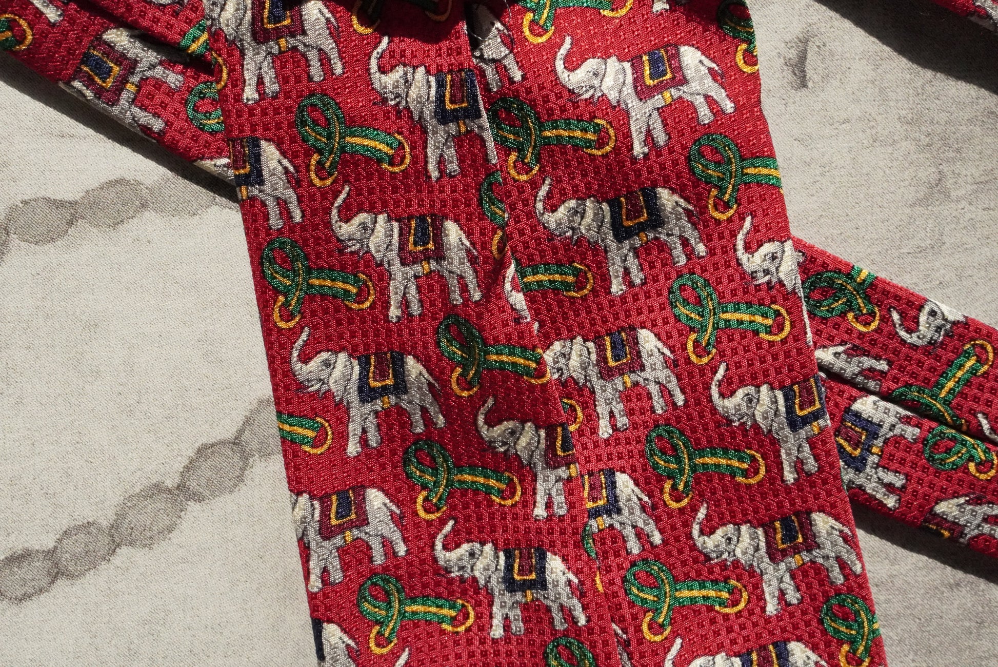Vintage Seidensticker Elephant Silk Tie Red Novelty Necktie Made Germany