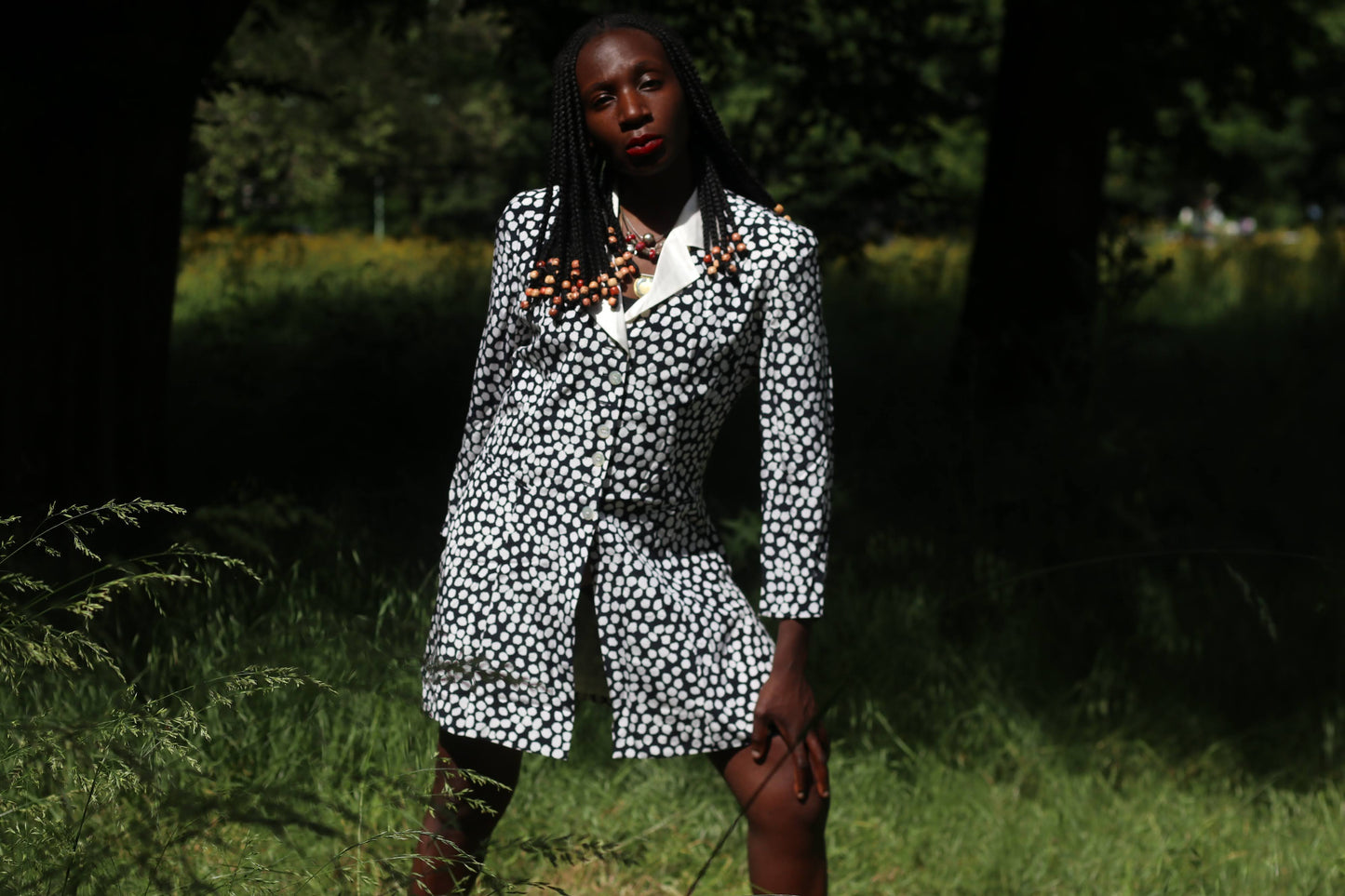 Antonette Vintage 90s Silk Polka Dot Blazer Dress - Made in Germany