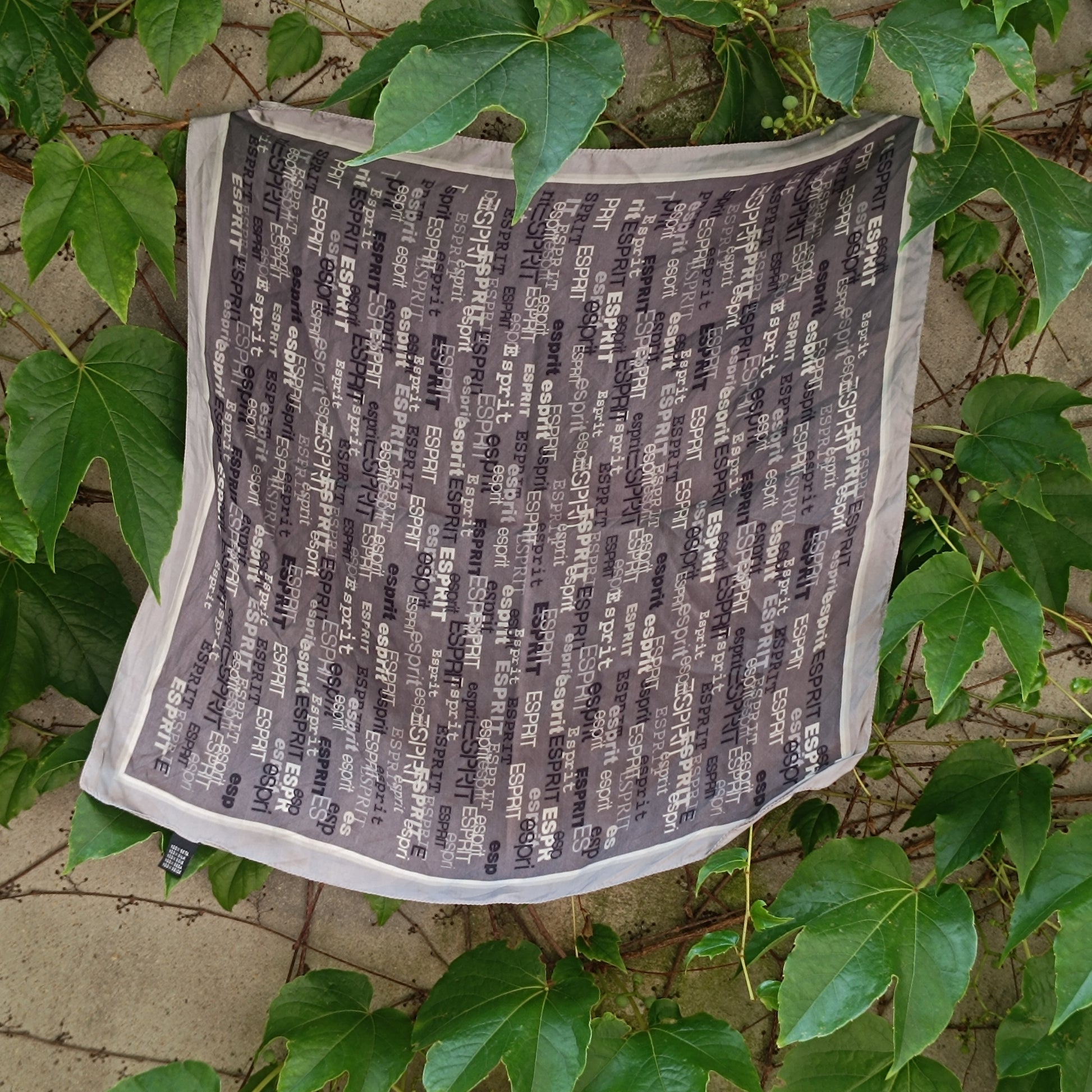 Vintage Esprit Silk Scarf - 90s Monogram Logo Neck Neckkerchief
