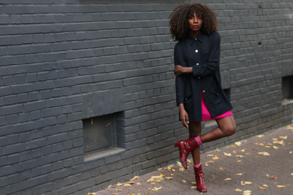 Vintage Black Oversized Utility Jacket | 90s Shirt Coat M/L