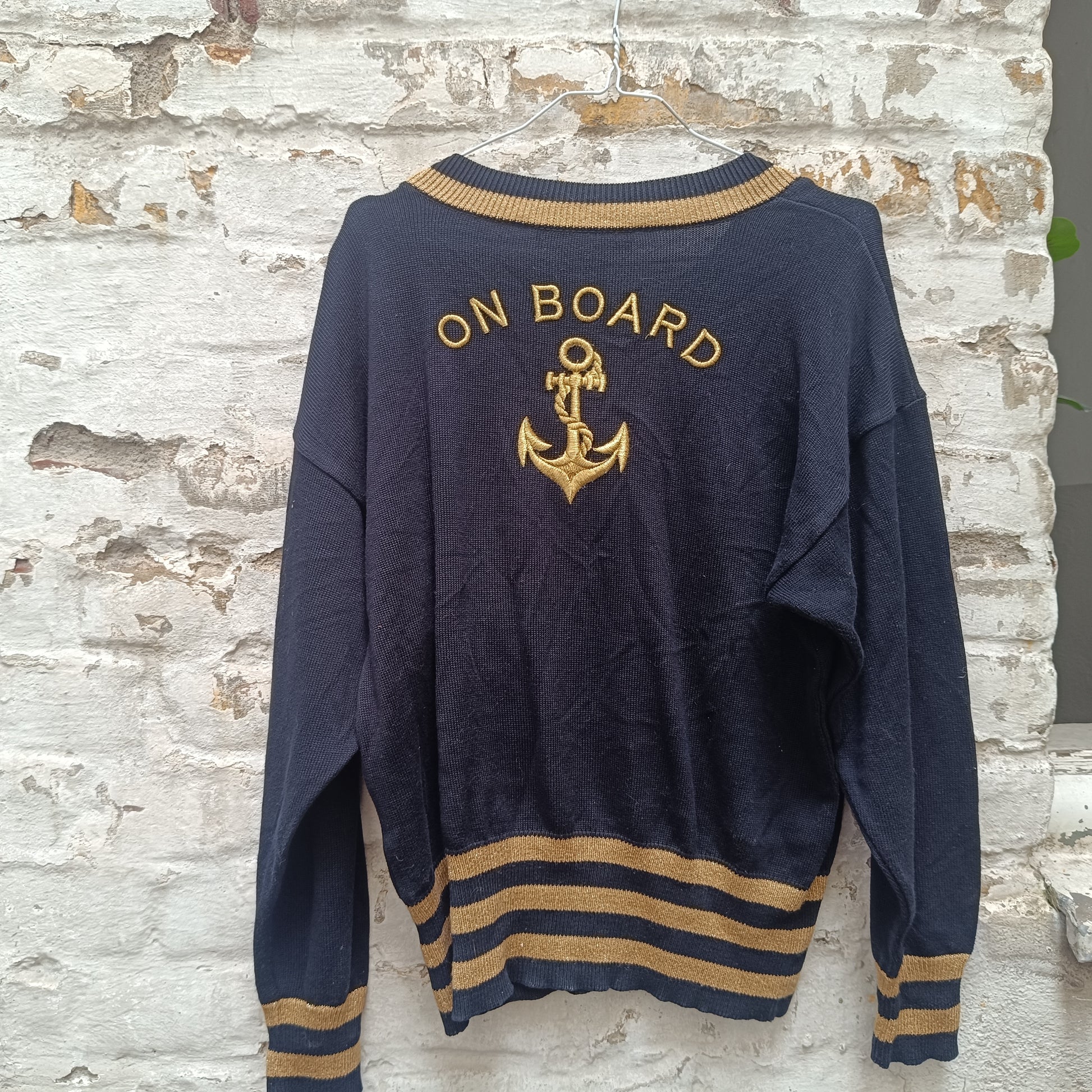 Vintage Escada Alligator Sweater | 80s Nautical Knit Jumper - M